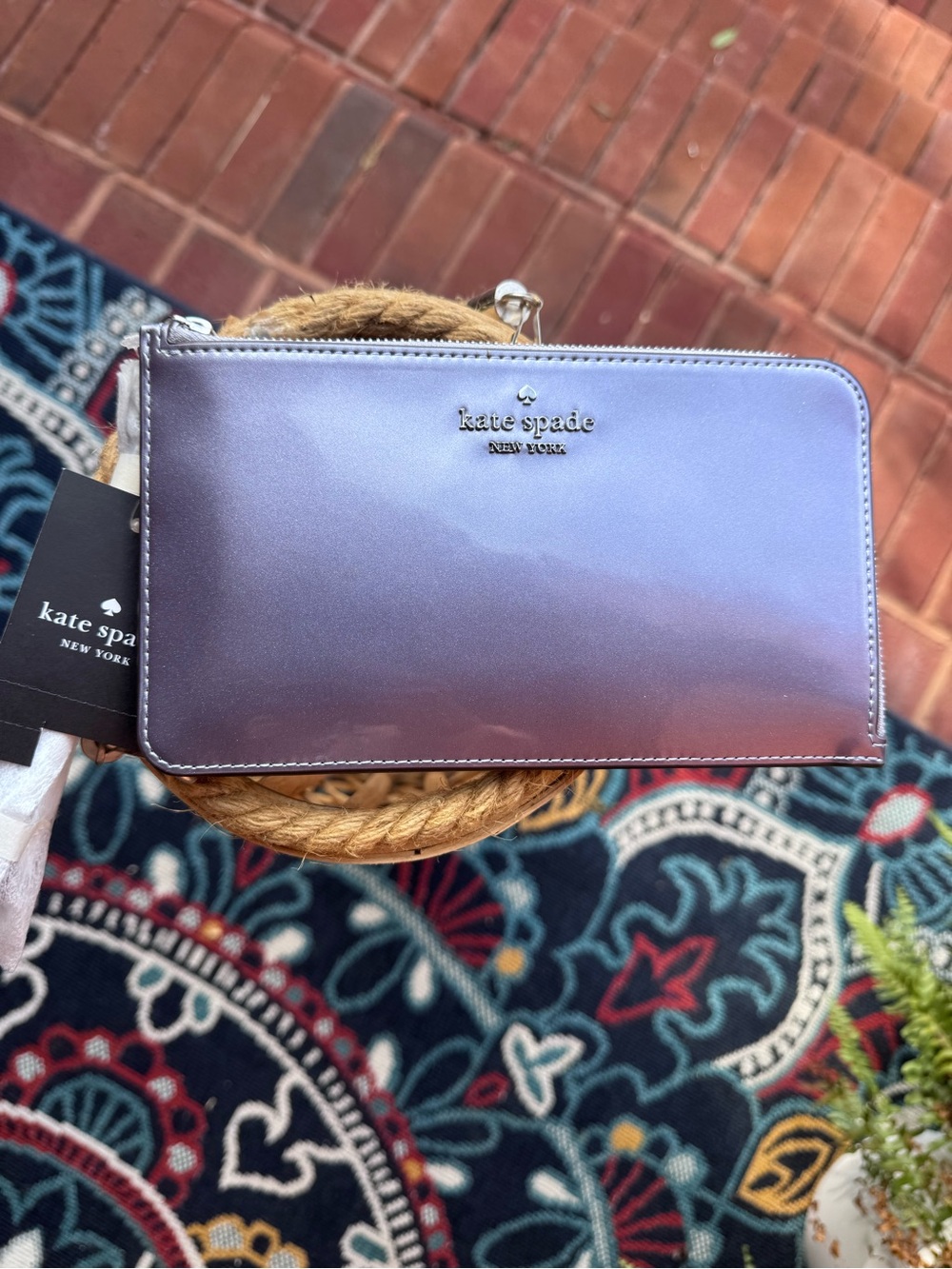 Kate Spade Lucy Candied Lilac Patent L Zip Wristlet NWT KJ029